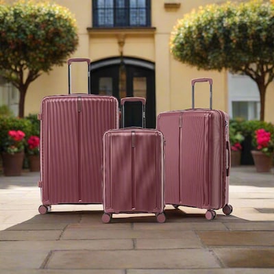 DUKAP Airley 3-Piece Hardside Spinner Luggage Set, TSA Checkpoint Friendly, Wine (DKAIRSML-WIN)