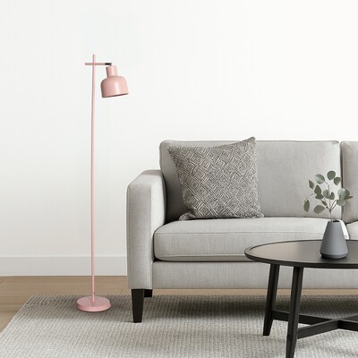 Simple Designs Sleek Essentials 54.72" Metal Floor Lamp with Round Shade, Pink (LF1051-PNK)