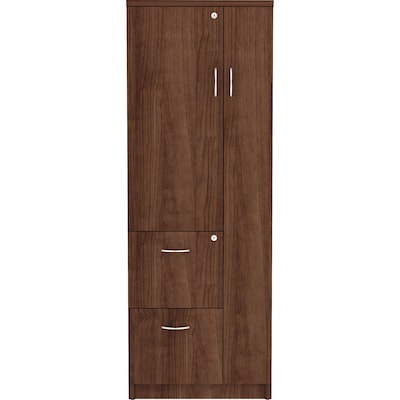 Lorell Essentials Series 65.6 Laminate Tall Storage Cabinet With 2-Drawers, Walnut (LLR69889)