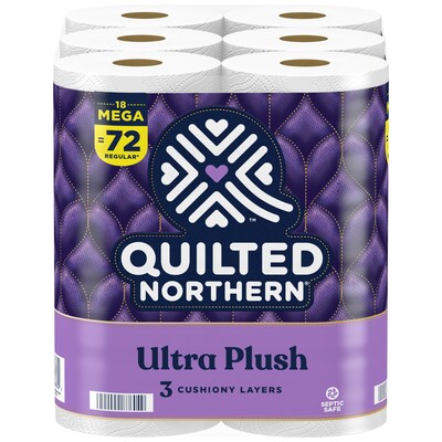 Quilted Northern Ultra Plush Toilet Paper, 3-ply, White, 255 Sheets/Roll, 18 Rolls/Case (876045/874685)
