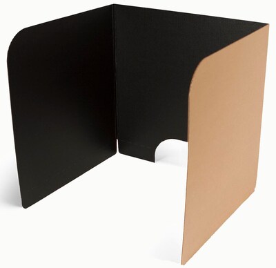 Classroom Products Foldable Cardboard Freestanding Privacy Shield, 20H x 20W, Black/Kraft, 20/Box (2020 BK)