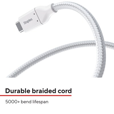 Staples TECH USB-C to USB-C Charging Cable, 6.5 ft., White (ST62335)