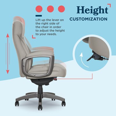 La-Z-Boy Arcadian Ergonomic Bonded Leather Swivel Executive Chair, Beige (60008-BGE)