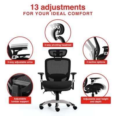 Staples Hyken XL Ergonomic Fabric Swivel Big & Tall Chair, Black (ST63145)