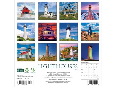 2025 Willow Creek Lighthouses 12 x 12 Monthly Wall Calendar (43738)