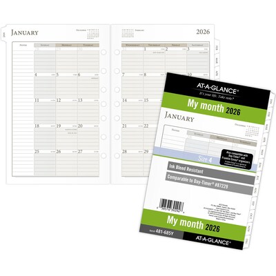 2026 AT-A-GLANCE 8.5 x 5.5 Monthly Planner Refill Pages, White/Brown (481-685Y-26)