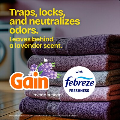 Glad ForceFlex Tall 13 Gallon Drawstring Kitchen Trash Bag, Gain Lavender with Febreze Freshness, Gray, 80 Total Bags (78533)