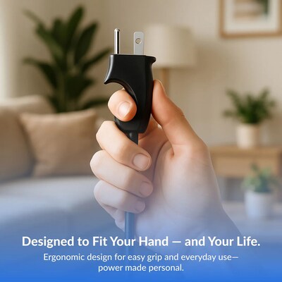 Uncaged Ergonomics Comfort Grip 8' Extension Cord, 3-Outlet, 16 AWG, Black (CGEC-BLACK)