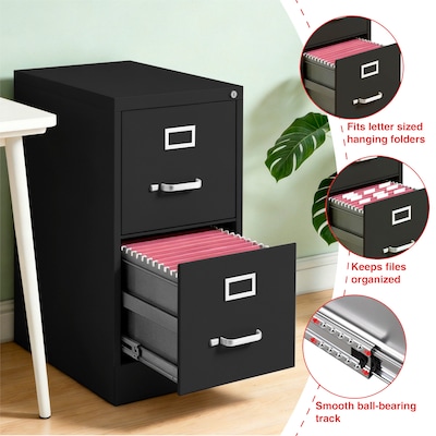Quill Brand® 2-Drawer Vertical File Cabinet, Locking, Letter, Black, 26.5"D (28882D)