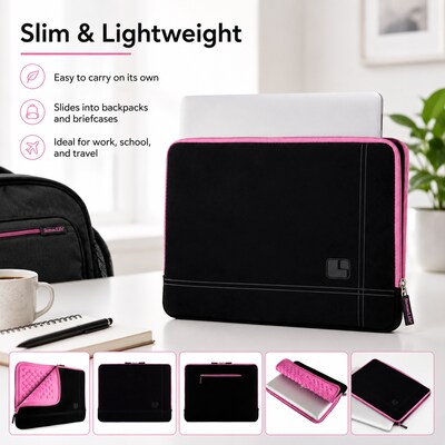 SumacLife 13 Laptop Sleeve, Black/Pink (NBKLEA672)