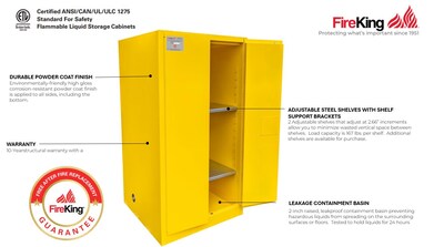 FireKing Flammable Liquids Steel Storage Cabinet, 60 gal, Manual Close, Blue (SC60-MC-B)