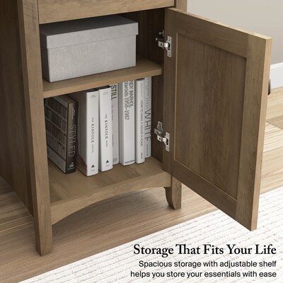 Bush Furniture Salinas 60"W L Shaped Desk with Storage, Reclaimed Pine (SAD160RCP-03)