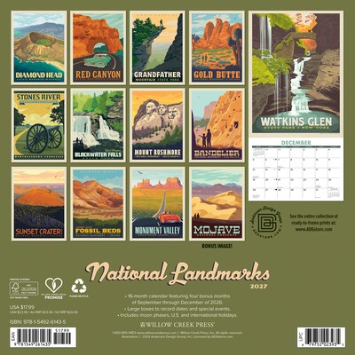 2027 Willow Creek National Landmarks (ADG) 12 x 12 Monthly Wall Calendar (61435)