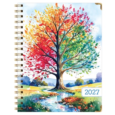 2027 Excello Brands 7.8" x 9" Weekly & Monthly Standard Planner, Paperboard Cover, Tree Seasons (FSHN-CY27-79-20)