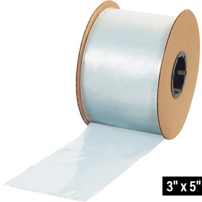 3 x 5 Layflat Poly Bags, Bags on a Roll, 2 Mil, Clear, 2000/Roll (PB25250)