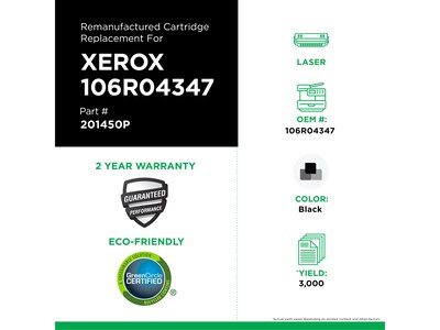 Clover Imaging Group Remanufactured Black High Yield Toner Cartridge Replacement for Xerox 106R04347