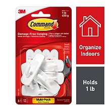 Command™ Small Utility Hooks Value Pack, White, 6 Hooks (17002-6ES)