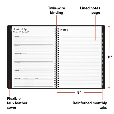 2026–2027 Staples 8" x 11" Academic Weekly and Monthly Planner, Black (ST23572-27)