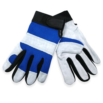 Glove Crafter Handyman's Leather Mechanic Gloves, One Size, Blue & Gray, 6/Pack, 12 Packs/Carton (13356)