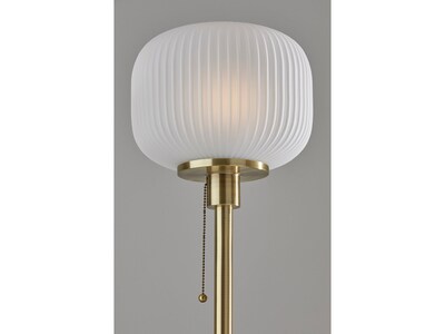 Adesso Hazel 65" Antique Brass Floor Lamp with Round Frosted Shade (4278-21)
