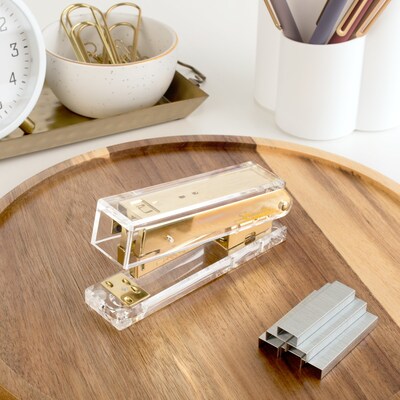 Swingline Acrylic Reduced-Effort Desktop Stapler, 20-Sheet Capacity, Clear/Gold (S700000A)