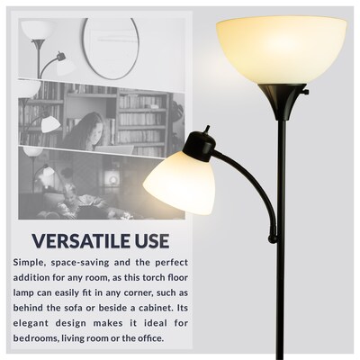 Newhouse Lighting William Double Mother-Son Torchiere Floor Lamp, Black (NHFL-WI-BK)