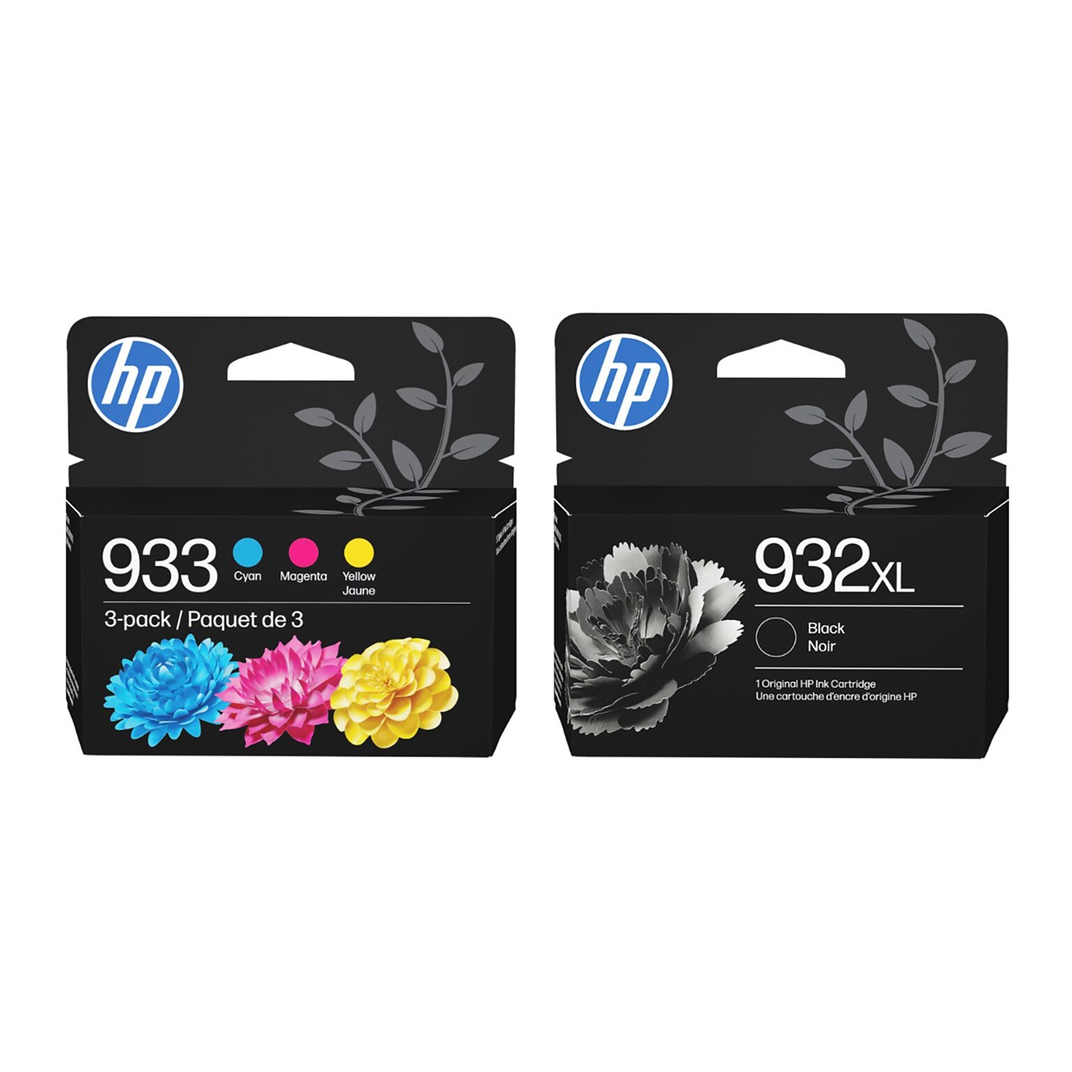 HP 932XL Black High Yield Ink and 933 Cyan Magenta Yellow Standard Ink Cartridge, 2-Pack