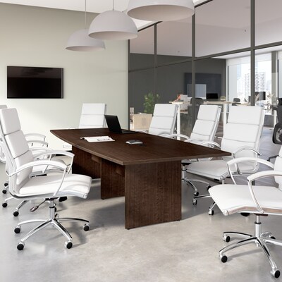Bush Business Furniture 120W x 48D Boat Shaped Conference Table with Wood Base, Mocha Cherry (99TB12