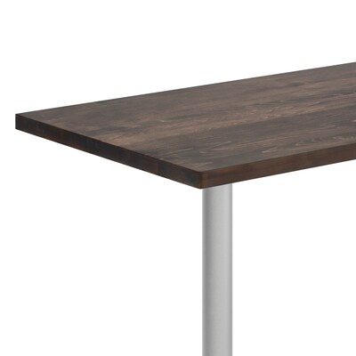 Flash Furniture Bennett Wooden Commercial Indoor Table, 60" x 30", Dark Brown Top/Silver Base (GSF3060DBT2222S)