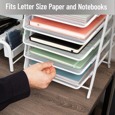 Mind Reader 5-Tier Stackable Paper Desk Tray Organizer, Metal, White (5TPAPER-WHT)