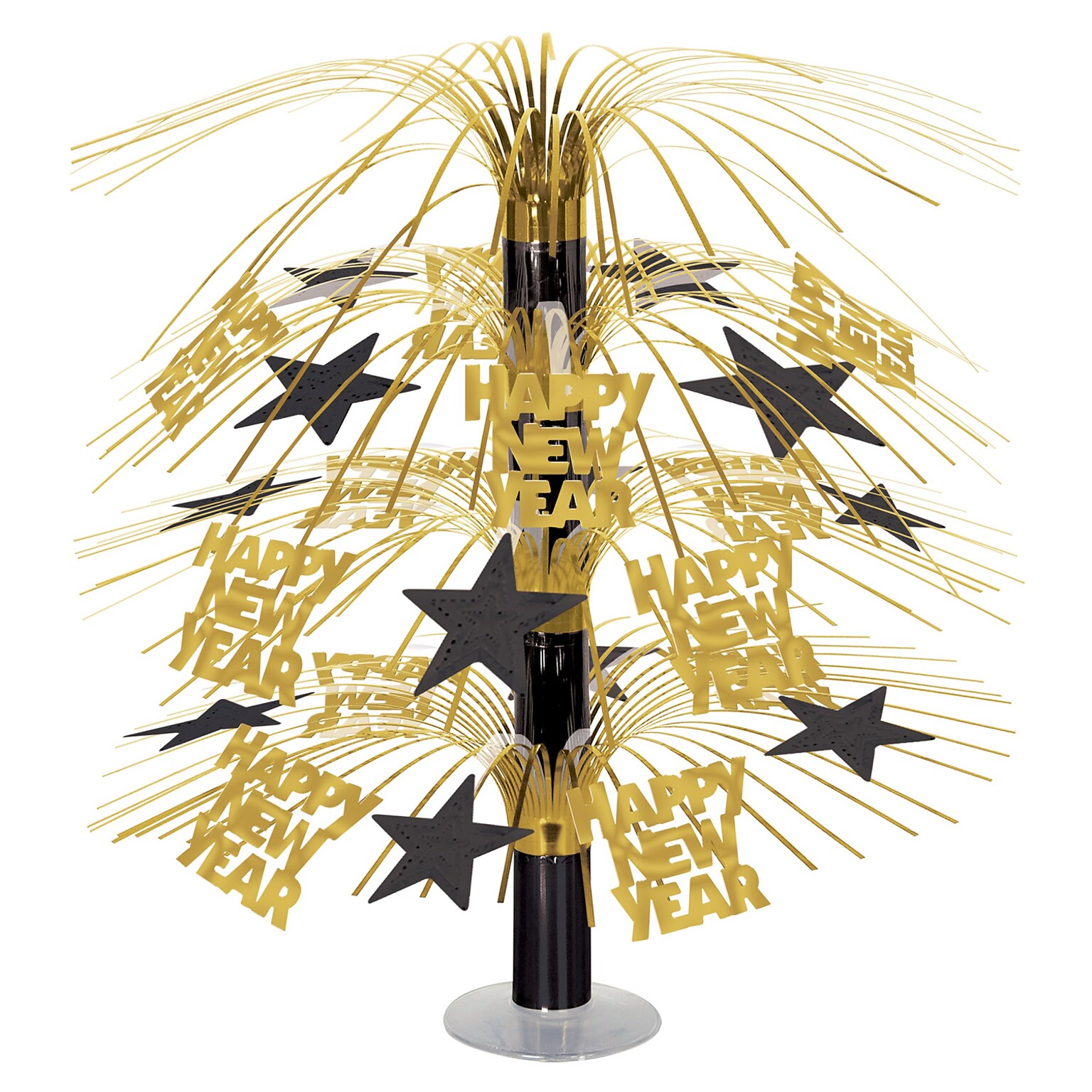 Beistle Cascade New Years Centerpiece, Black/Gold, 2/Pack (80808-BKGD)