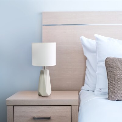 Simple Designs Ceramic Prism Table Lamp, Off White (LT2082-OFF)