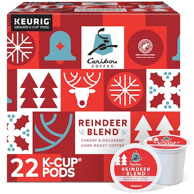 Caribou Coffee Reindeer Blend Keurig® K-Cup® Pods, Dark Roast, 22/Box (5000357727)