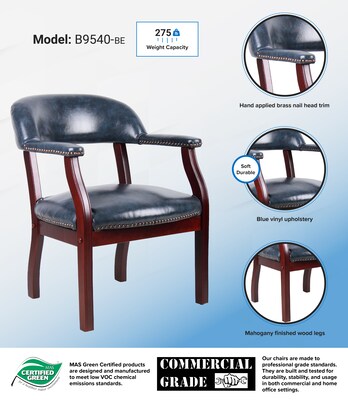 Boss Captains Guest Chair in Blue Vinyl