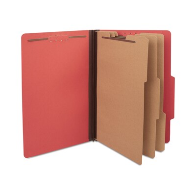 Quill Brand® 2/5-Cut Tab Pressboard Classification File Folders, 3-Partitions, 8-Fasteners, Legal, B