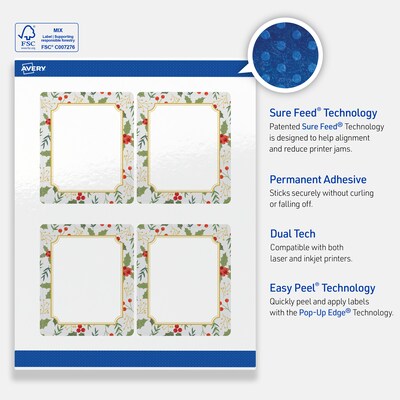 Avery Rectangle Multipurpose Labels, 4" x 3-1/3", White, 40/Pack (19479370451)