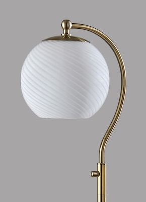 Adesso Swirl 58.75"H Antique Brass Floor Lamp with White Swirl Glosted Glass Shade (3262-21)