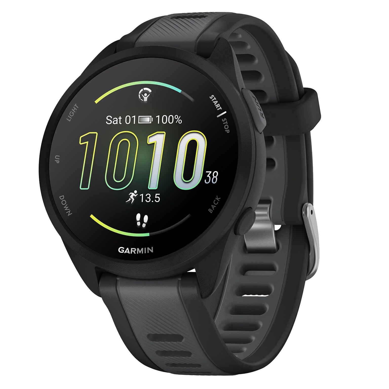 Garmin Forerunner 165 Smartwatch, GPS, 43mm, Slate Gray & Black Silicone Band (010-02863-30)