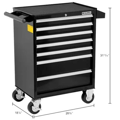 Global Industrial 7-Drawer Roller Tool Cabinet, 26-3/8"W x 18-1/8"D x 37-13/16"H, Black (535364)