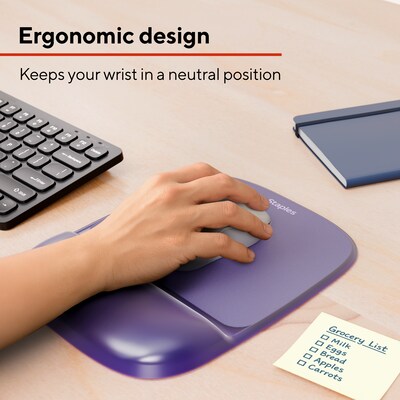 Staples TECH Gel Non-Skid Mouse Pad/Wrist Rest Combo, Purple (18265)