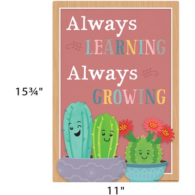 Teacher Created Resources 11" x 15-3/4" Happy Cactus Crew Positive Sayings Small Poster Pack, 12/Pack (TCR6956)