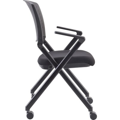 Lorell Nesting Fabric Office Nesting Chair, Black, 2/Carton (LLR41847)