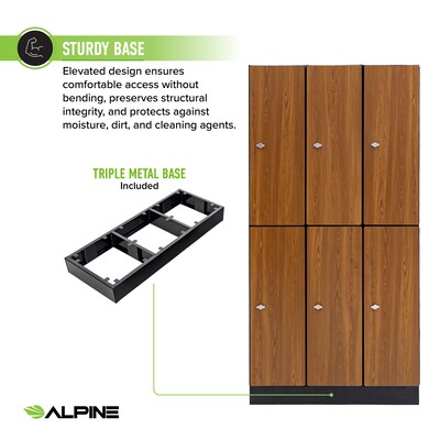 Alpine Industries 72" 2-Tier 3-Column Storage Locker, Oak (701-O-3-MK)