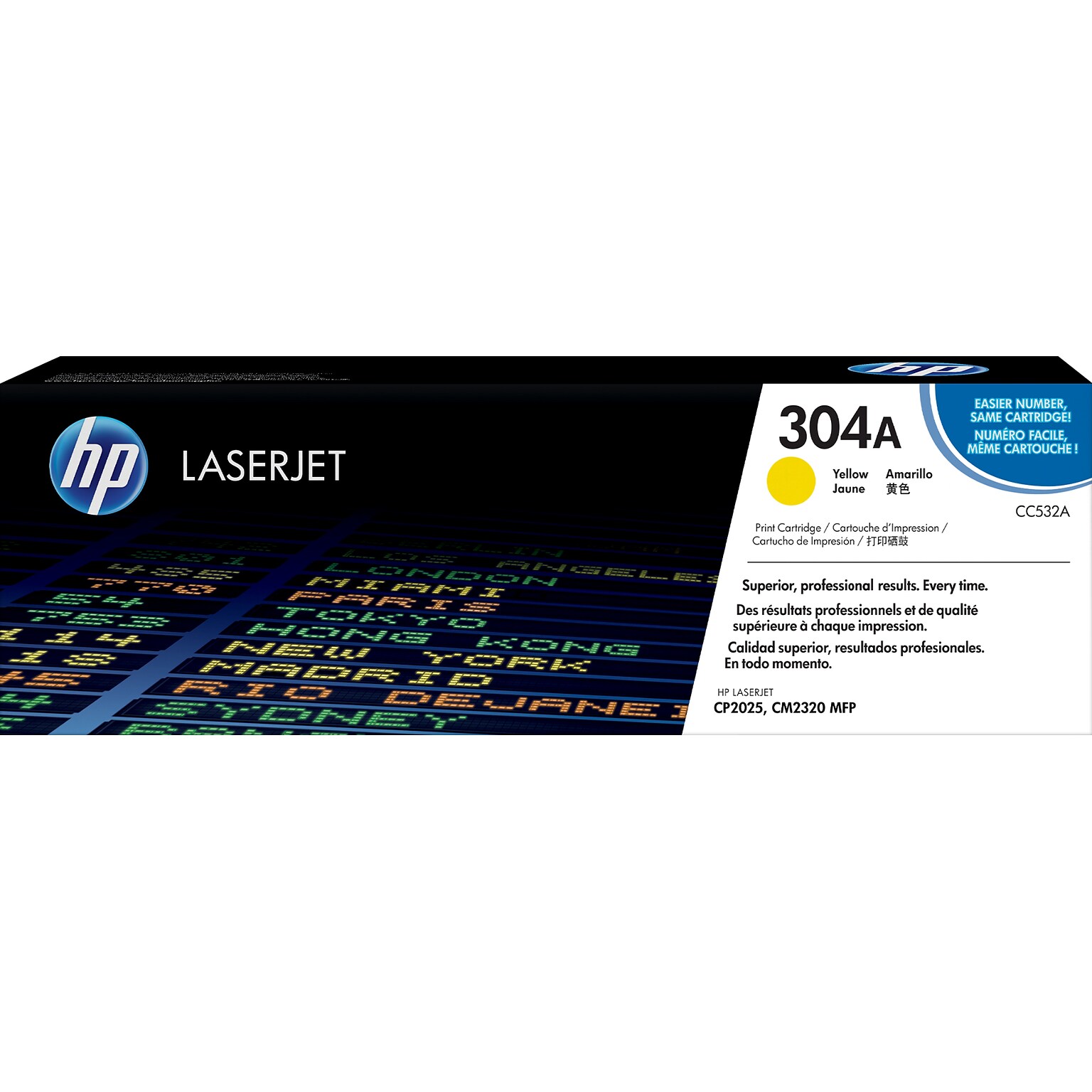 HP 304A Yellow Standard Yield Toner Cartridge, Prints Up to 2,800 Pages (CC532A)