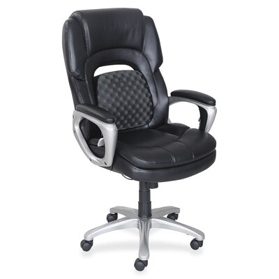 Lorell Wellness by Design Ergonomic Bonded Leather Swivel Executive Chair, Black (LLR47422)