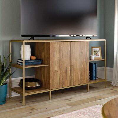 Sauder International Lux Credenza TV Stand, Screens up to 65, Sindoori Mango (428195)