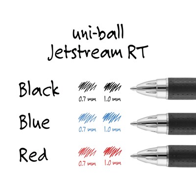 uni Jetstream RT Retractable Ballpoint Pen, Medium Point, 1.0mm, Blue Ink, Dozen (73833)