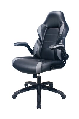 Raynor Group Playr Polyurethane Gaming Chair, Black/Grey (G-GAMEBSC-GRY)