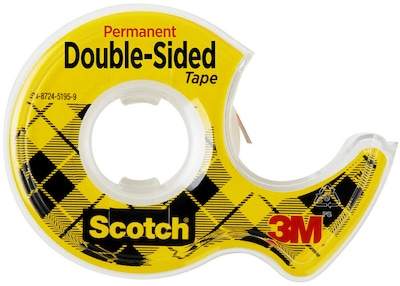 Scotch Permanent Double Sided Tape Refill, 0.5" x 12.5 yds., 1"Core, Clear, 72/Roll (137CT)
