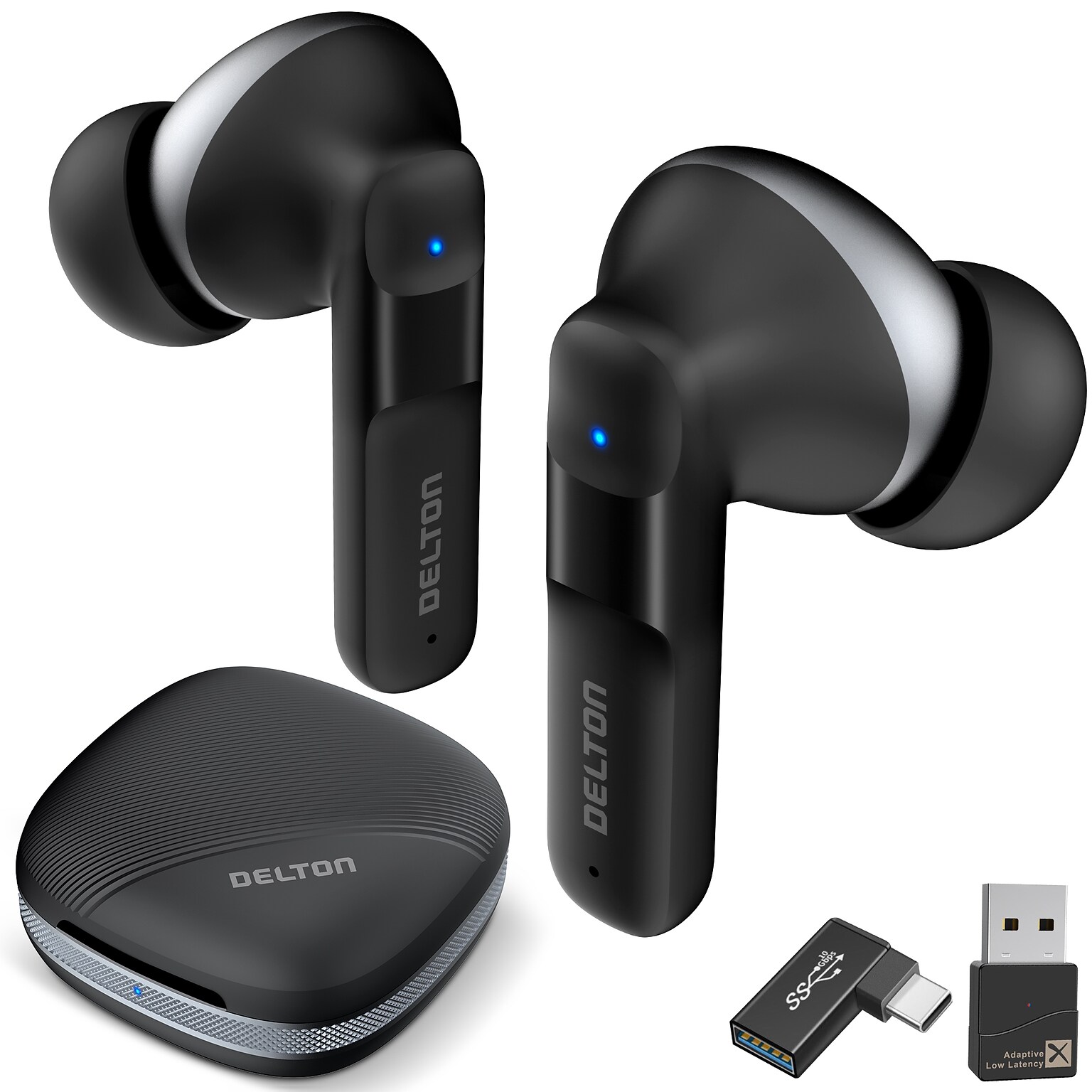 Delton T50 True Wireless Noise Canceling Bluetooth Computer Earbud Headset, Black (DBHT50)